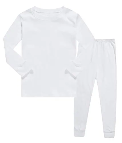 Solid Long Sleeve Pajama Set, White