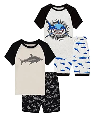 Shark Short Sleeve Pajama Set, Grey (size 5)