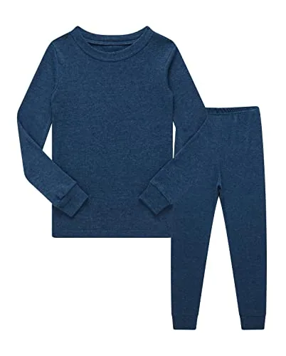 Solid Long Sleeve Pajama Set, Blue (size 5)