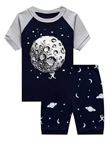 Space Short Sleeve Pajama Set, Navy