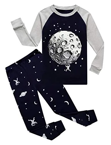 Space Long Sleeve Pajama Set, Blue (size 12)