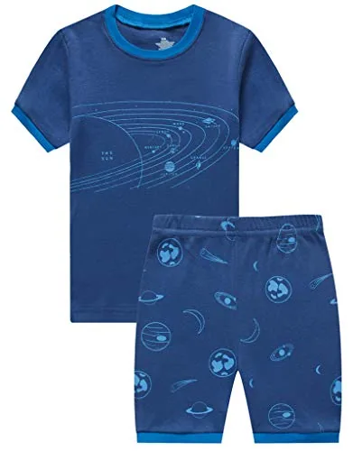 Space Short Sleeve Pajama Set, Blue