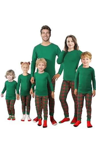 Christmas Plaid Long Sleeve Pajama Set, Green
