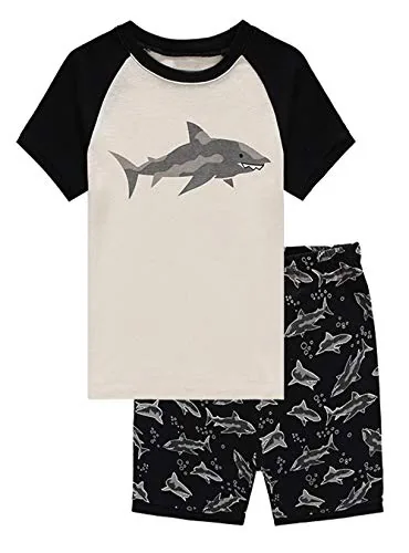 Shark Short Sleeve Pajama Set, Black (size 8)