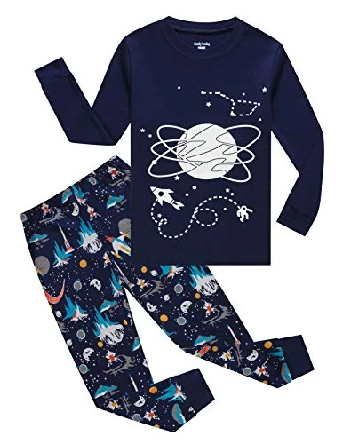 Space Long Sleeve Pajama Set, Blue (size 16)