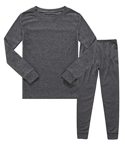 Solid Long Sleeve Pajama Set, Grey