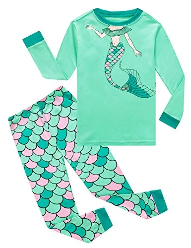 Mermaid Long Sleeve Pajama Set, Green